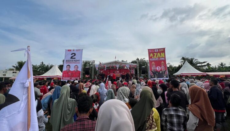 Sempat Diguyur Hujan, Kampanye Akbar AZAN di Lhoknibong Penuh Perjuangan