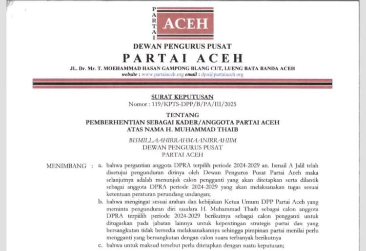 Cek Mad Dipecat dari Partai Aceh, Ini Alasannya
