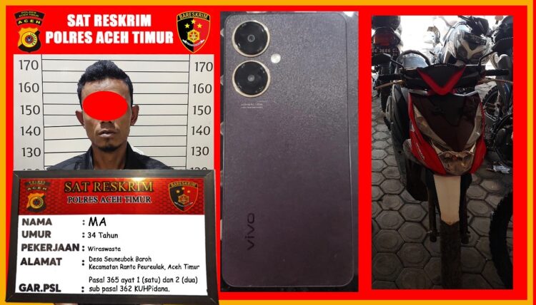 Pelaku Pencurian dengan Kekerasan yang Beraksi di Wilayah Aceh Timur Ditangkap