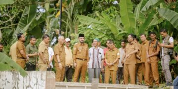 Bupati Al-Farlaky Pastikan Jembatan Gampong Seuneubok Tengoh Dibangun Tahun Ini