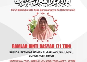 Innalillahi Wainnailaihi Rajiun: Ibunda Bupati Aceh Timur Meninggal Dunia