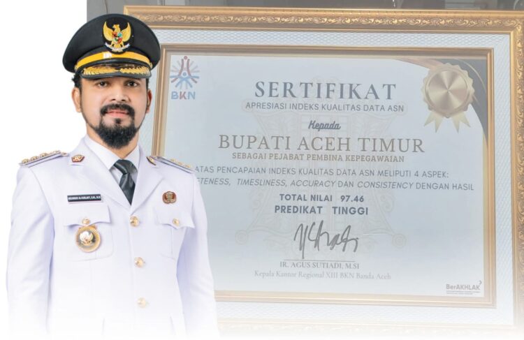 Bupati Al-Farlaky Terima Sertifikat Apresiasi Indeks Kualitas Data ASN dari BKN
