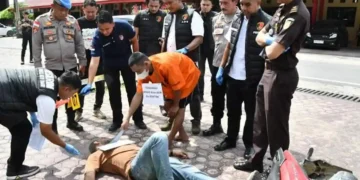 Rekonstruksi Pembunuhan Khairul Nasri, Tersangka AN Adegankan 10 Ayunan Parang