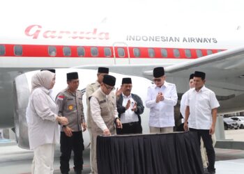 Kapolda Aceh Apresiasi Mock-Up Pesawat Garuda ke Asrama Haji Aceh