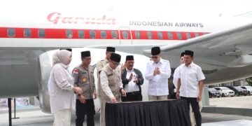 Kapolda Aceh Apresiasi Mock-Up Pesawat Garuda ke Asrama Haji Aceh