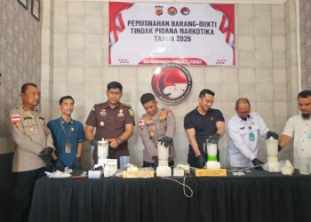 Polres Langsa Musnahkan 2,5 Kg Sabu, 8 Tersangka Terjerat Jaringan Lintas Daerah