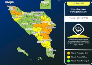 BMKG Ingatkan Aceh Utara Waspada Cuaca Ekstrem Tiga Hari ke Depan