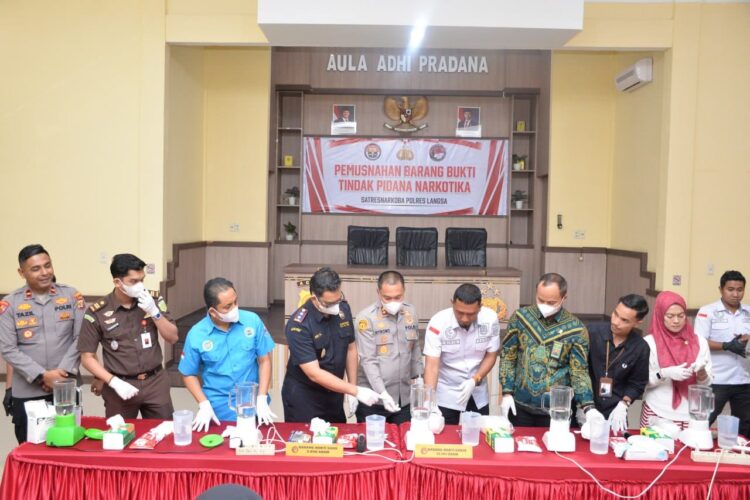 Polres Langsa Musnahkan 3,09 Kg Sabu dan 13,74 Kg Ganja Hasil 4 Kasus
